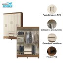 Ver imagem 3 de Guarda Roupa Casal Fit 6 Portas de Bater com Cômoda 1 Porta 4 Gavetas MDP Jequitibá Off White