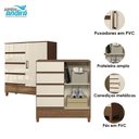 Ver imagem 5 de Guarda Roupa Casal Fit 6 Portas de Bater com Cômoda 1 Porta 4 Gavetas MDP Jequitibá Off White