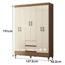 Ver imagem 7 de Guarda Roupa Casal Fit 6 Portas de Bater com Cômoda 1 Porta 4 Gavetas MDP Jequitibá Off White