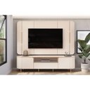 Ver imagem 1 de Rack Bancada C/ Painel P/ Tv até 75 Pol Areta Led e Nicho 218x189cm Off White - Dj Móveis