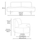 Ver imagem 4 de Sofá Orgânico 2 Lugares 150cm Argos Pés Ouro Fosco Bouclé Camel - Nexta Casa