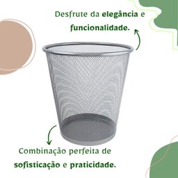 Lixeira Cesto Aramado Prata 10l - 2