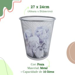 Lixeira Cesto Aramado Prata 10l - 3