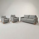Ver imagem 1 de Conjunto Sofá 02 Lugares Living Topázio e Duas Poltronas Tecido Linho Cinza Claro 1,80m