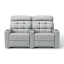 Ver imagem 2 de Sofá 2 Lugares Reclinável Elétrico em Couro Bovino Cor Cinza Griggio Linha Cinema