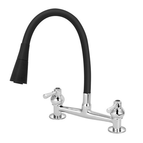 Torneira Misturador Gourmet Preto Flexível Cone Cozinha Mesa