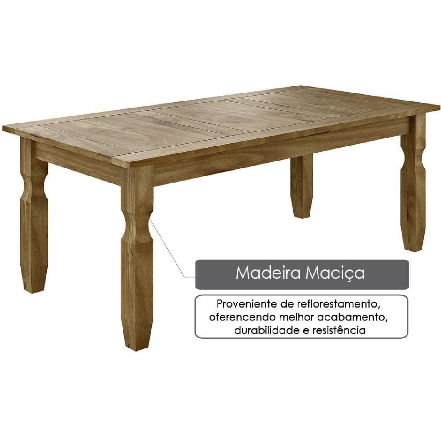 Mesa De Jantar Corona Rustica 160Cm Ideal Para Area Externa Madeira Macica  - 4