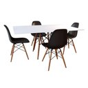 Ver imagem 1 de Conjunto de Mesa de Jantar Retangular 120x75 Tampo de Madeira Branco com 4 Cadeiras Pre