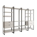 Ver imagem 2 de Guarda Roupa Aberto Industrial Casal Modulado Completo Branco Cabideiro com Gavetas Ferro Preto