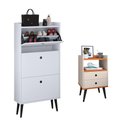 Ver imagem 1 de Kit Quarto Sapateira 3 Gavetas Basculantes Branco e Mesinha Lateral Pequena Nicho Off White/Cinamomo