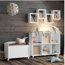 Ver imagem 1 de Conjunto Quarto Infantil 1 Baú 1 Armário Organizador 4 Nichos Suspensos Aquarela
