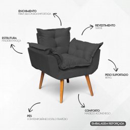 Poltrona Decorativa Reforçada para Sala Alice para Recepção Manicure Escritório Suede - 2