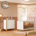 Ver imagem 1 de Quarto de Bebê com Berço 4315 Slim e Cômoda 5135 Flora Branco Freijó Qmovi + Colchão Gazin