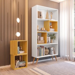 Estante para Livros Retrô com 4 Nichos Removíveis 180cmx90cm Atlas Yescasa