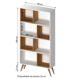 Estante para Livros Retrô com 4 Nichos Removíveis 180cmx90cm Atlas Yescasa - 8