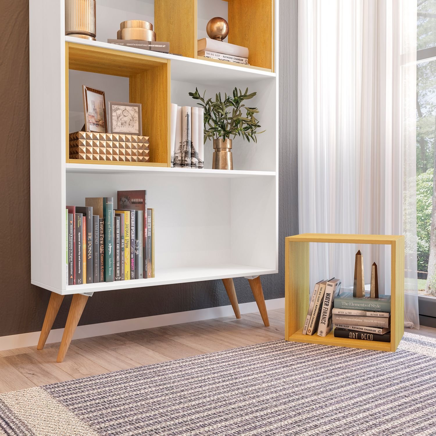 Estante para Livros Retrô com 4 Nichos Removíveis 180cmx90cm Atlas Yescasa - 6