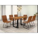 Ver imagem 1 de Conjunto Sala de Jantar com Mesa Tampo em Madeira e 6 Cadeiras Itália Marrom/Café/Cinamomo/Couríssimo