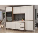 Ver imagem 1 de Cozinha Completa Modulada 4 Peças com Torre Quente e Balcão sem Tampo Bege/Ébano/Off White