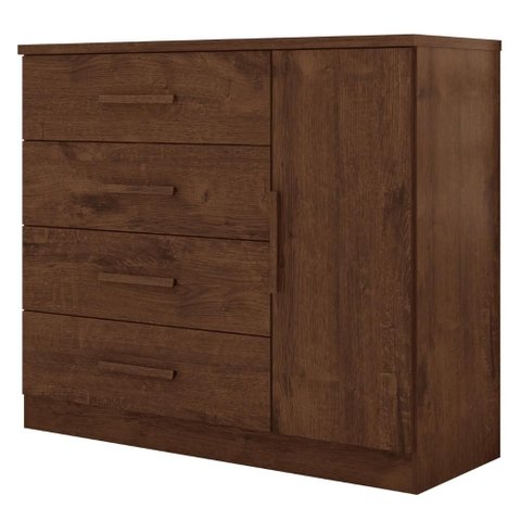 Comoda 4 Gavetas 1 Porta Novage 115 cm Jacaranda Zanz