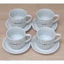 Ver imagem 4 de Jogo 4 Xícaras Café Chá C/ Pires Frases Motivacionais - 200 Ml Empilháveis - Poá Coração Colorido