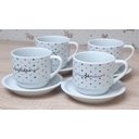 Ver imagem 5 de Jogo 4 Xícaras Café Chá C/ Pires Frases Motivacionais - 200 Ml Empilháveis - Poá Coração Colorido