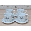 Ver imagem 2 de Jogo 4 Xícaras Café Chá C/ Pires Frases Motivacionais - 200 Ml Empilháveis - Poá Coração Colorido