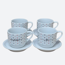 Ver imagem 1 de Jogo 4 Xícaras Café Chá C/ Pires Frases Motivacionais - 200 Ml Empilháveis - Poá Coração Colorido