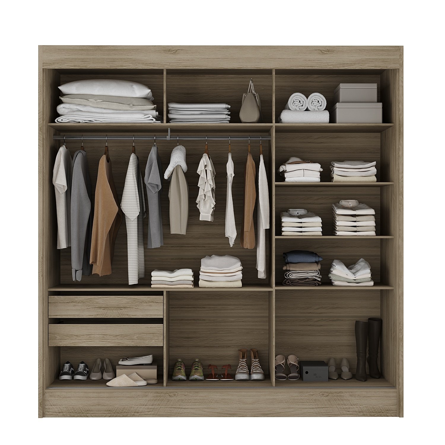 Guarda Roupa Casal 2 Portas 2 Gavetas com Espelhos Andros - 2