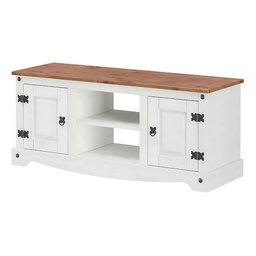 Rack Branco 2 Portas Madeira Maciça:branco - 1