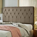 Ver mais imagens de Cabeceira Estofada Box Casal Málaga 1,40cm Vamfer Estofados Suede Rosê
