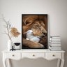 Quadro Decorativo Leão com Cordeiro 33x24cm:moldura Branca - 2