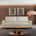 Ver imagem 1 de Sofá Cama Casal Retrátil 3 Lugares Linho Palha Alegra 224cm
