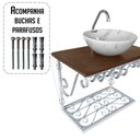 Ver imagem 4 de Linda Bancada Provençal Retrô para Banheiro Moderno Branco Libertas Rosas Artesanato Bancada Rococó 