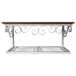 Linda Bancada Provençal Retrô para Banheiro Moderno Branco Libertas Rosas Artesanato Bancada Rococó  - 6
