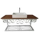 Ver imagem 5 de Linda Bancada Provençal Retrô para Banheiro Moderno Branco Libertas Rosas Artesanato Bancada Rococó 