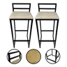 Kit 2 Banquetas Quadrada Bistro Industrial Alta Casa Bar Cozinha:bege - 1