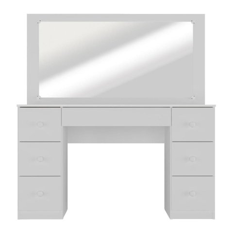 Penteadeira Camarim com Espelho e 7 Gavetas Flex Isis Multimóveis MP6065 Branco/Madeirado