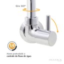 Ver imagem 3 de Torneira de Cozinha Gourmet Cromada Parede Cromado Bica Móvel com Arejador Articulado 1/4 de Volta
