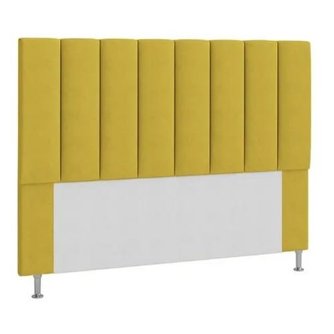 Cabeceira Estofada Libia 140CM Casal Courino Amarelo - D A DECOR