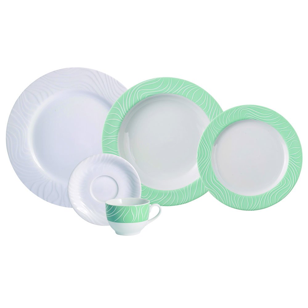 Aparelho de Jantar e Chá 20 peças - Green OAK - Porcelana Schmidt