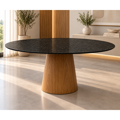 Mesa de Jantar Cone Oval 230x120cm em Mármore São Gabriel