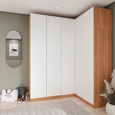Guarda Roupa Modulado de Canto 5 Portas 3 Peças Hera CabeCasa MadeiraOriginals