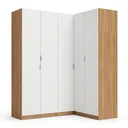 Ver imagem 3 de Guarda Roupa Modulado de Canto 5 Portas 3 Peças Hera CabeCasa MadeiraOriginals Marrom/Louro/Algodão
