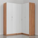 Ver imagem 7 de Guarda Roupa Modulado de Canto 5 Portas 3 Peças Hera CabeCasa MadeiraOriginals Marrom/Louro/Algodão