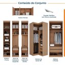 Ver imagem 3 de Guarda Roupa Modulado de Casal 12 Portas 6 Peças 2 Mesas de Cabeceira Hera CabeCasa MadeiraOriginals Marrom/Louro