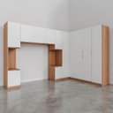 Ver imagem 6 de Guarda Roupa Modulado de Casal 12 Portas 6 Peças 2 Mesas de Cabeceira Hera CabeCasa MadeiraOriginals Marrom/Louro/Algodão