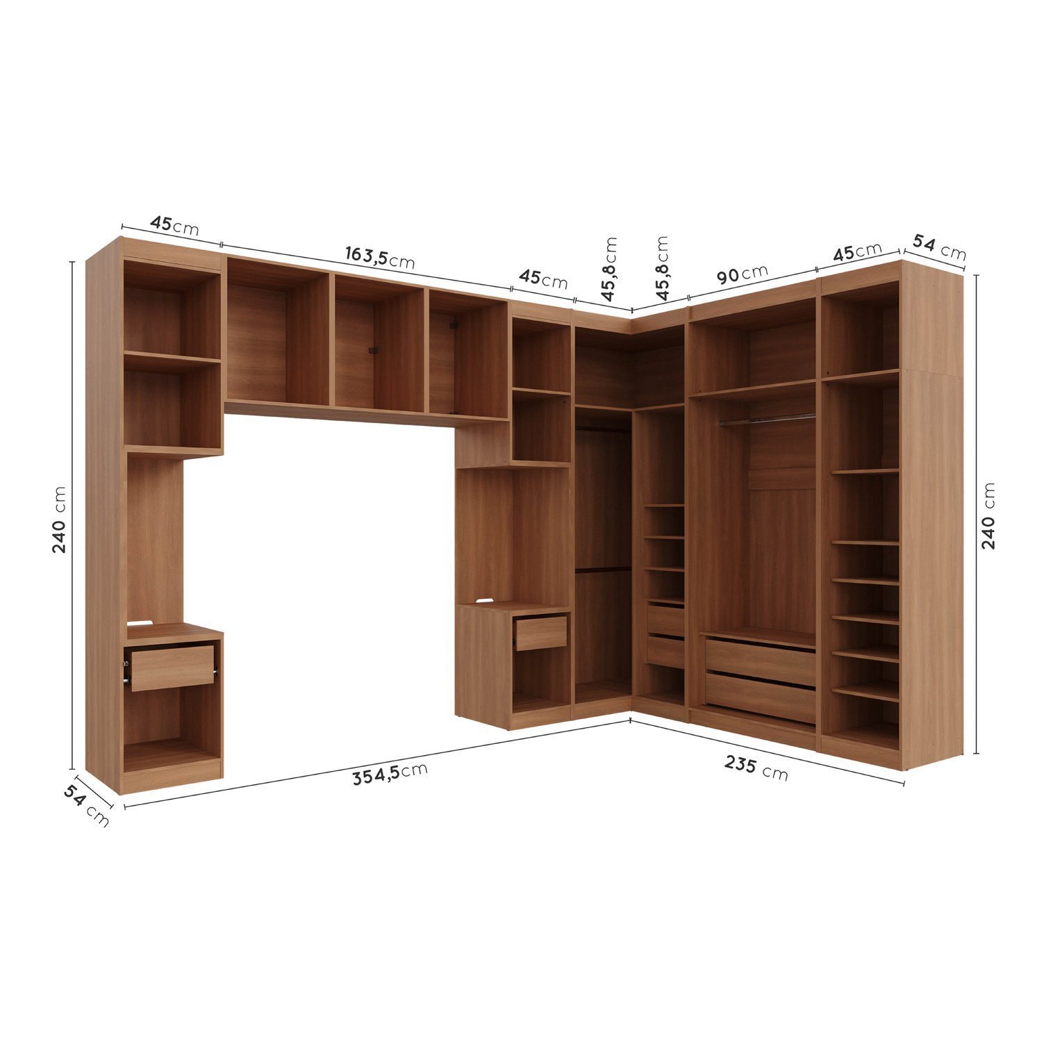 Guarda Roupa Modulado de Casal 12 Portas 6 Peças 2 Mesas de Cabeceira Hera CabeCasa MadeiraMadeira - 5