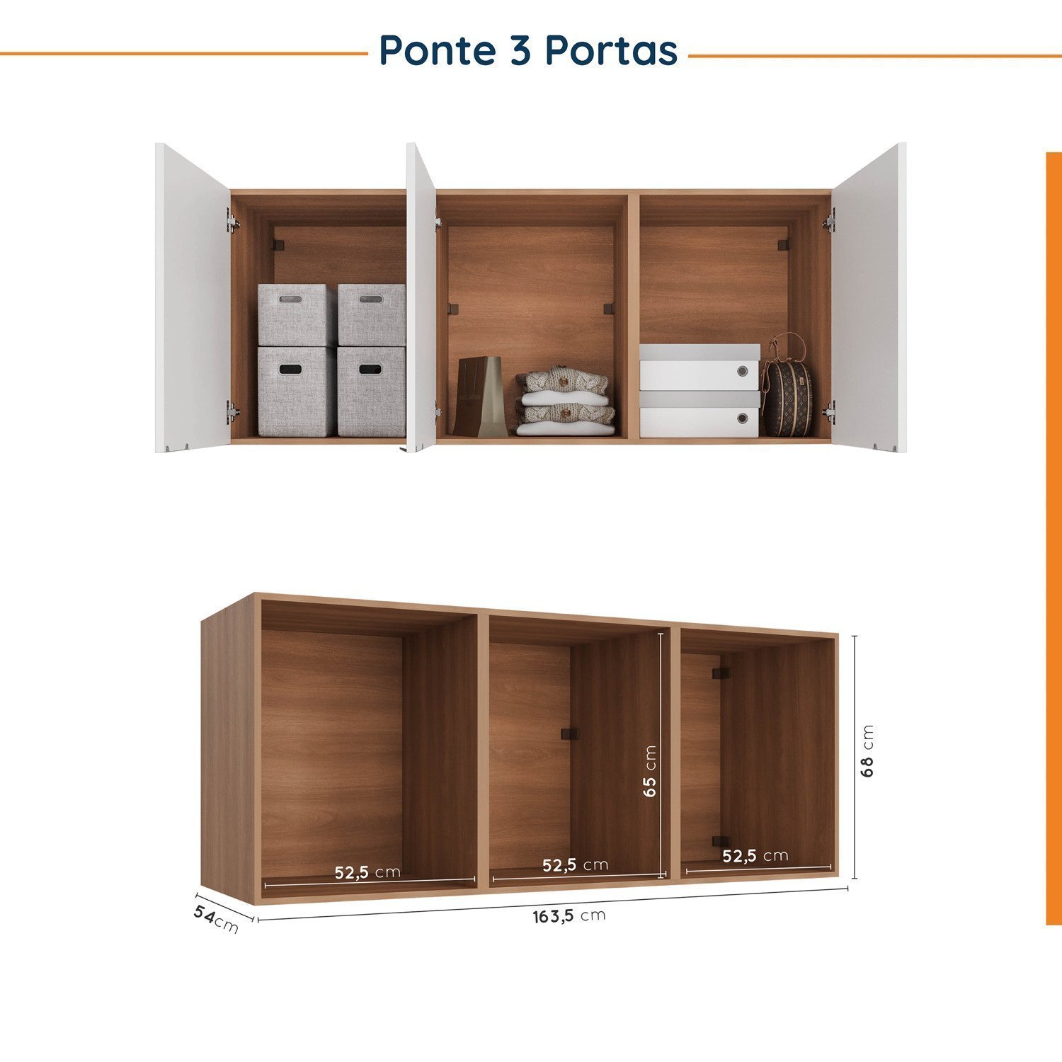 Guarda Roupa Modulado de Casal 12 Portas 6 Peças 2 Mesas de Cabeceira Hera CabeCasa MadeiraMadeira - 15