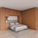 Ver imagem 1 de Guarda Roupa Modulado de Casal 12 Portas 6 Peças 1 Mesa de Cabeceira Hera CabeCasa MadeiraOriginals Marrom/Louro