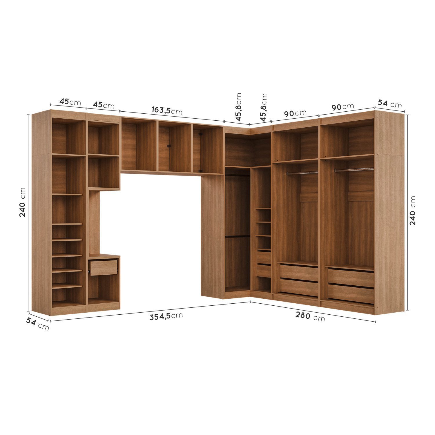 Guarda Roupa Modulado de Casal 12 Portas 6 Peças 1 Mesa de Cabeceira Hera CabeCasa MadeiraMadeira - 5